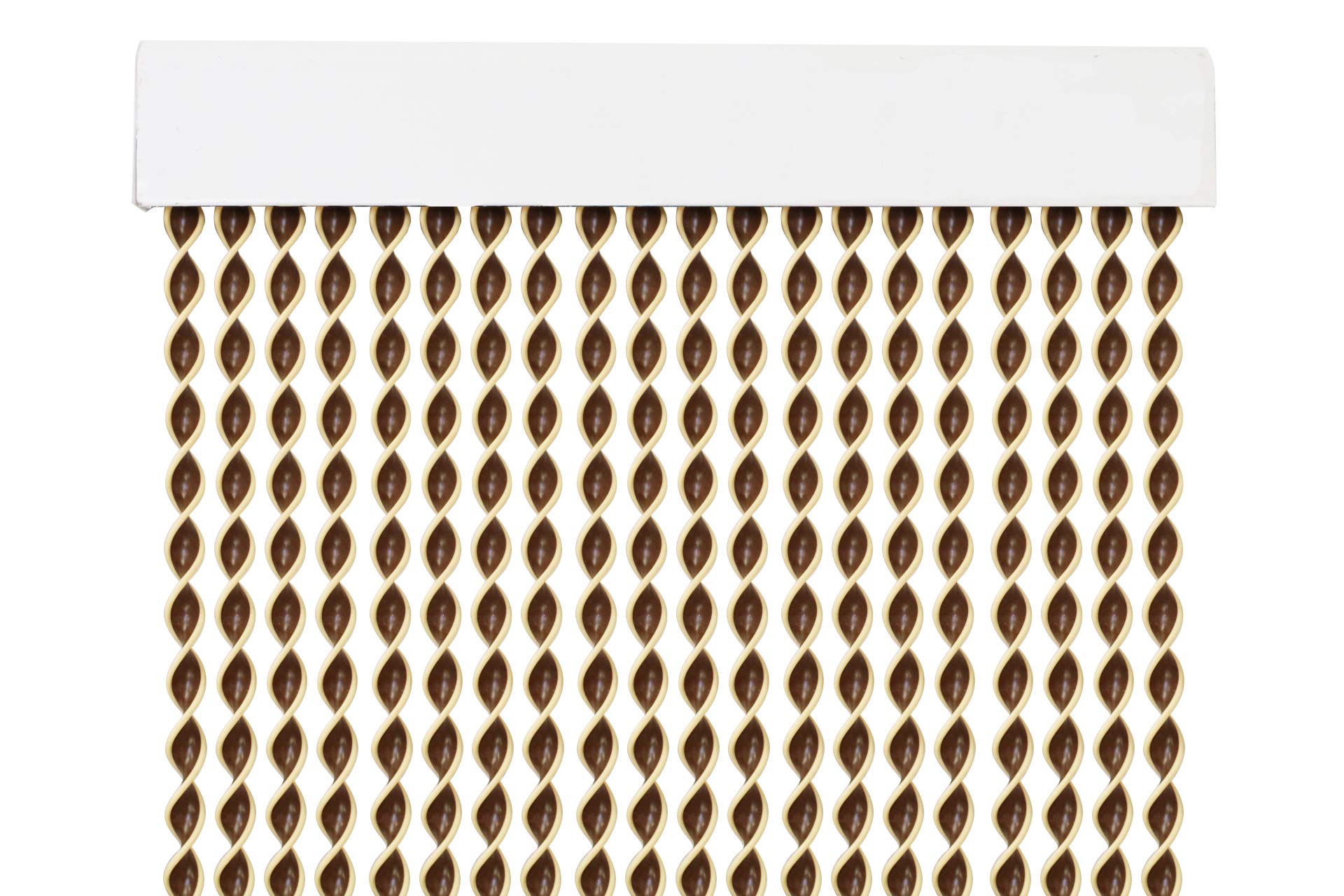 MERCURY TEXTIL Cortina para Puerta Tiras PVC 200x90cm，Cortina para Puerta Exterior，10 Color (Marron Filo Beige R2)