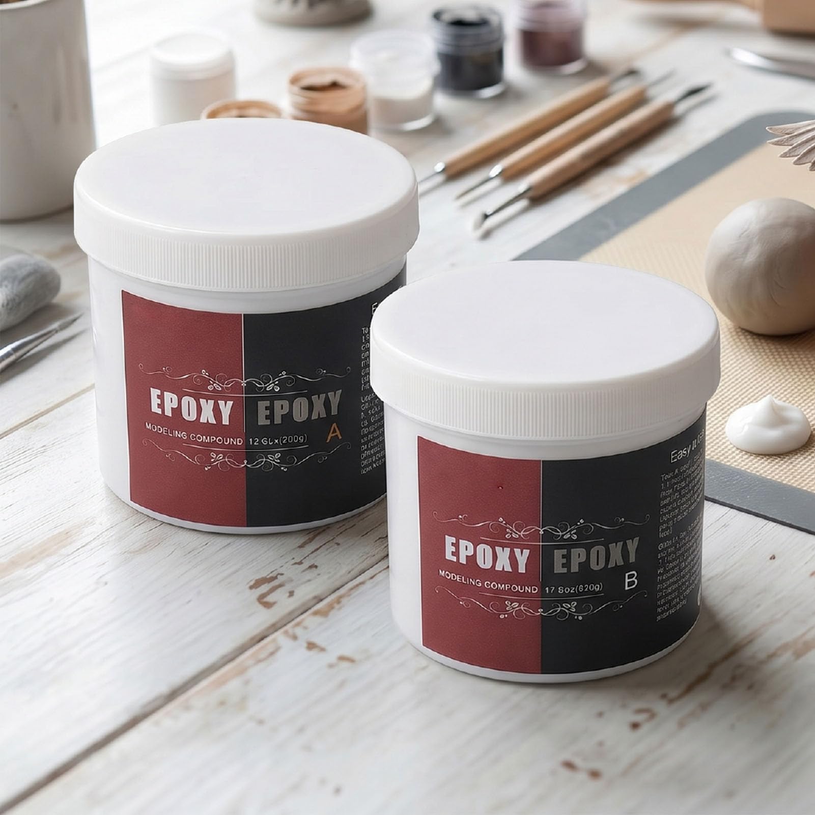 Pssopp Sculpt Clay, 2-częściowa Masa Modelarska A B, 500 G Każda | Samoutwardzalna masa szpachlowa do rzeźbienia i naprawy projektów artystycznych budynków Odporna na ciepło Wodoodporna Nie