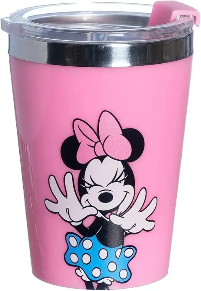 Zona Criativa – Copo SNAP Minnie 300ml | Compacto, Térmico em Aço Inóx Dupla Camada e c/Tampa Rosqueável – Leve sua Bebida em Espaços Pequenos, Prático Para o Dia a Dia - Bebida Gelada Por Mais Tempo