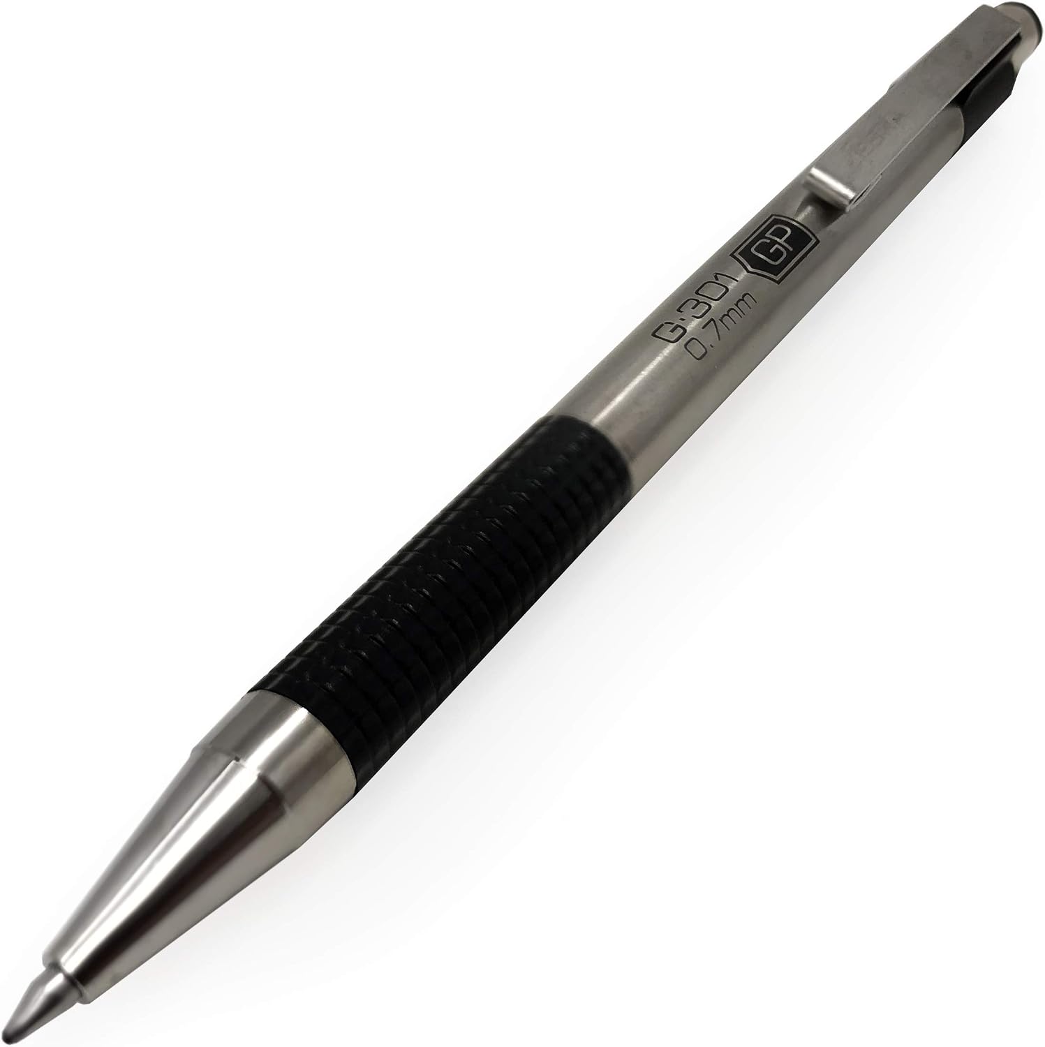 Zebra G-301 Retractable Rollerball Pen - Stainless Steel Barrel - 0.7mm - Black Ink - Pack of 6