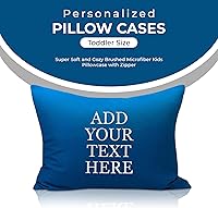 Vista 2 de Funda de almohada personalizada para niños pequeños, 14 x 20 pulgadas, microfibra súper suave, azul real, cierre de sobre, nombre personalizado