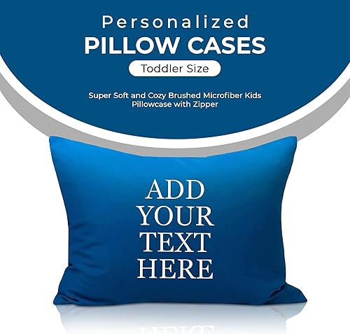 Miniatura 2 de Funda de almohada personalizada para niños pequeños, 14 x 20 pulgadas, microfibra súper suave, azul real, cierre de sobre, nombre personalizado