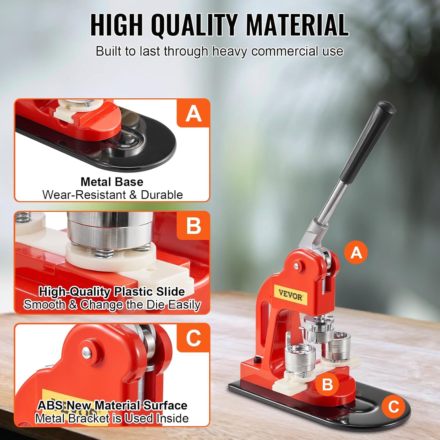 VEVOR Button Maker Machine, 25mm (1 inch) Badge Punch Press Kit, Children DIY Gifts Pin Maker, Button Making Supplies with 500pcs Button Parts & Circle Cutter & Magic Book