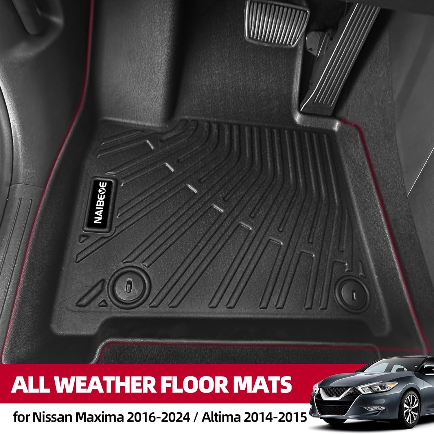 Naibeve Floor Mats for Nissan Maxima 2016-2024 - All Weather Custom Fit for Nissan Maxima Floor Mats Liners with Cargo Liner Accessories 24)Maxima|2016-2024