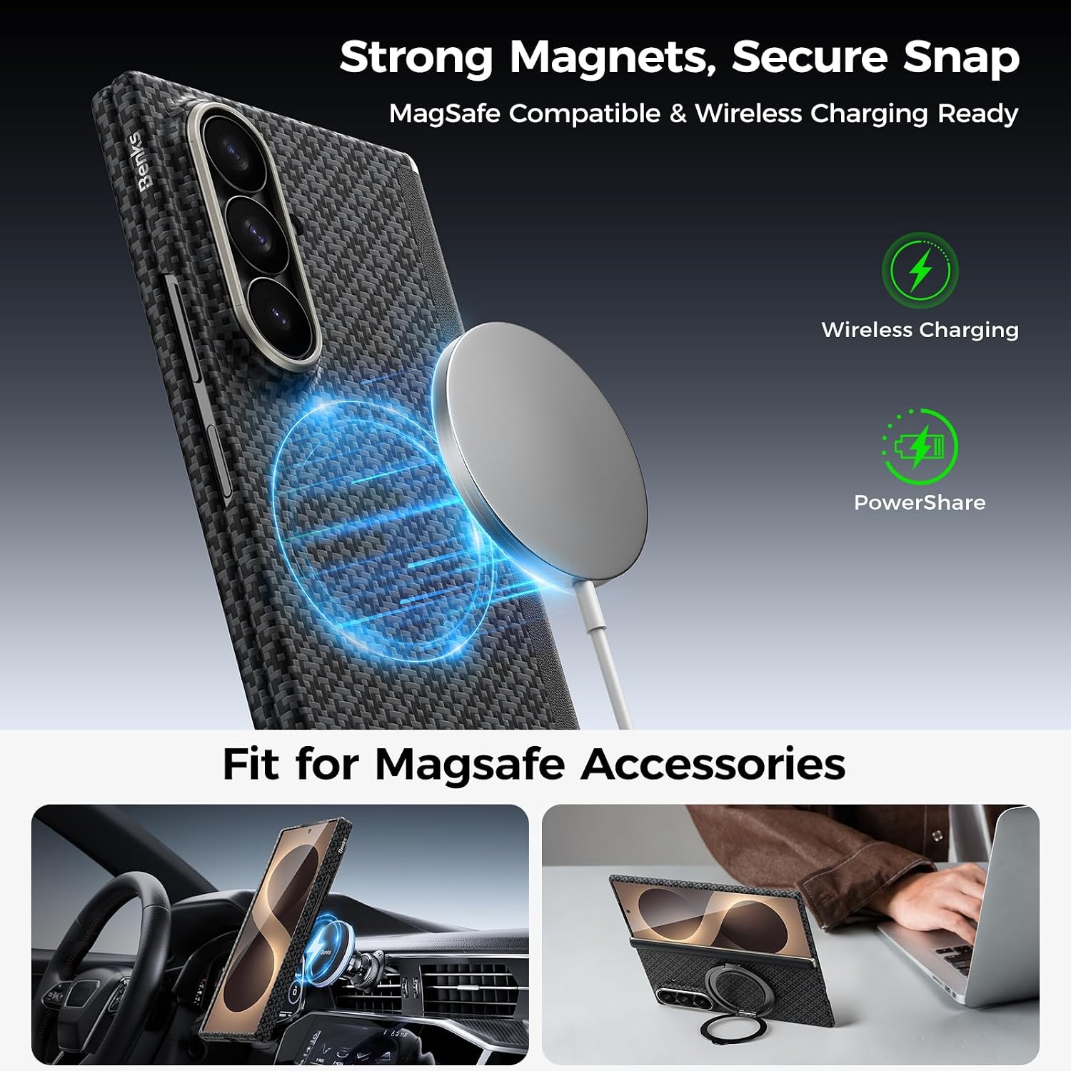  for Samsung Galaxy Z Fold 8 Ultra Case with Screen Protector, MagSafe Compatible Kevlar Case with Hinge Protection, Magnetic 3-in-1 Slim Protection Set, ArmorGrid Air Grand Combo thumbnail