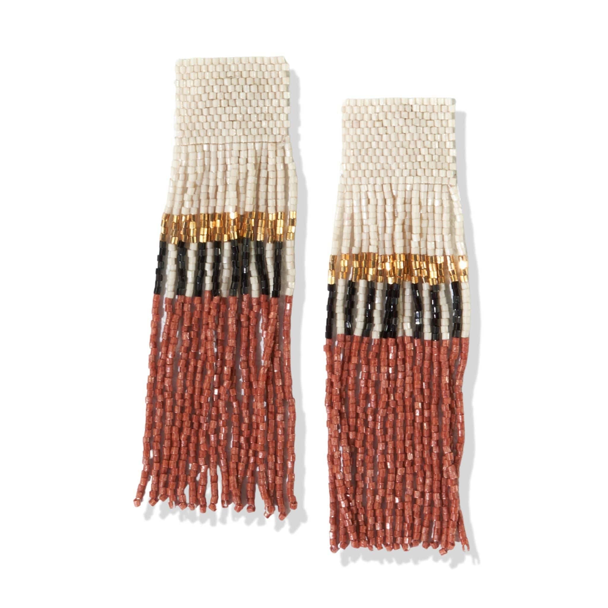 INK+ALLOY Belle 3-Inch Beaded Fringe Luxe Earrings Handmade Jewelry for the Modern Bohemian