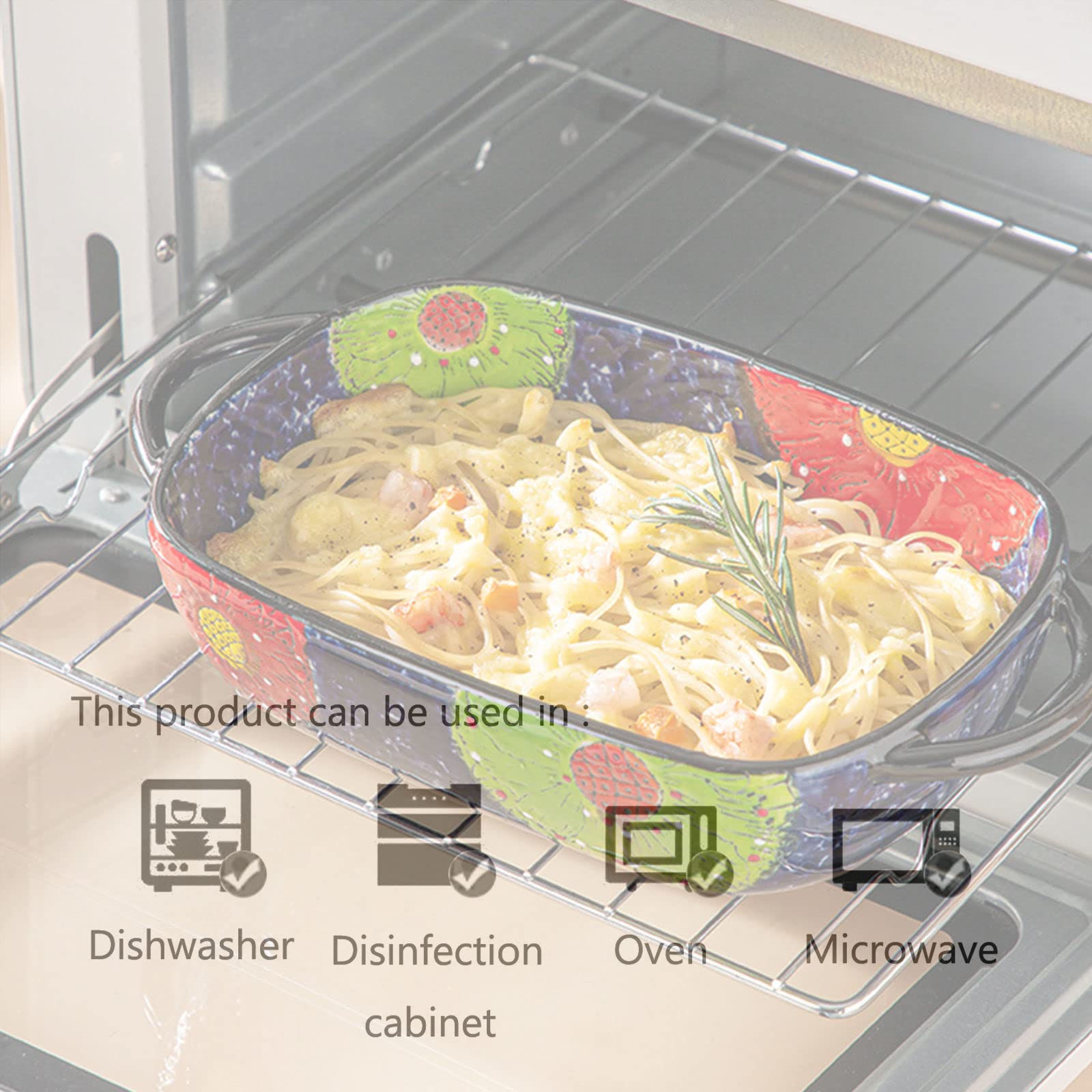 Naczynia do pieczenia lasagne z uchwytem, ​​małe naczynie do zapiekania do piekarnika ceramiczne, okrągła patelnia do lasagne głęboka