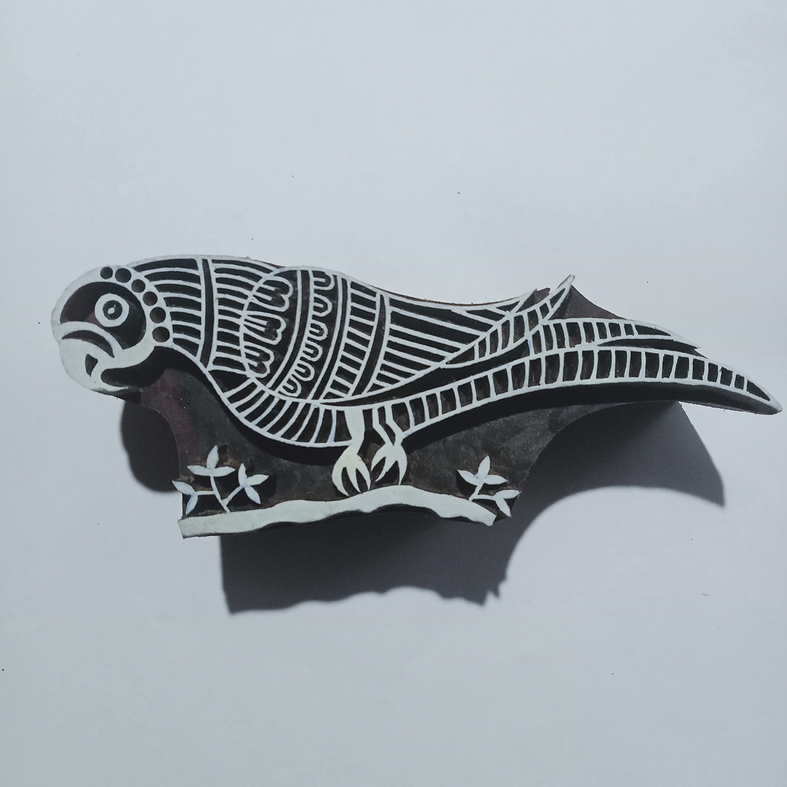 Wooden Block Stamp .Unique Design of Parrot for ptinting .Textile Printing.Home decoretion.Saree ptinting.maihdi Printing.This Product Fully by Hand Carved etc{Pack of one}