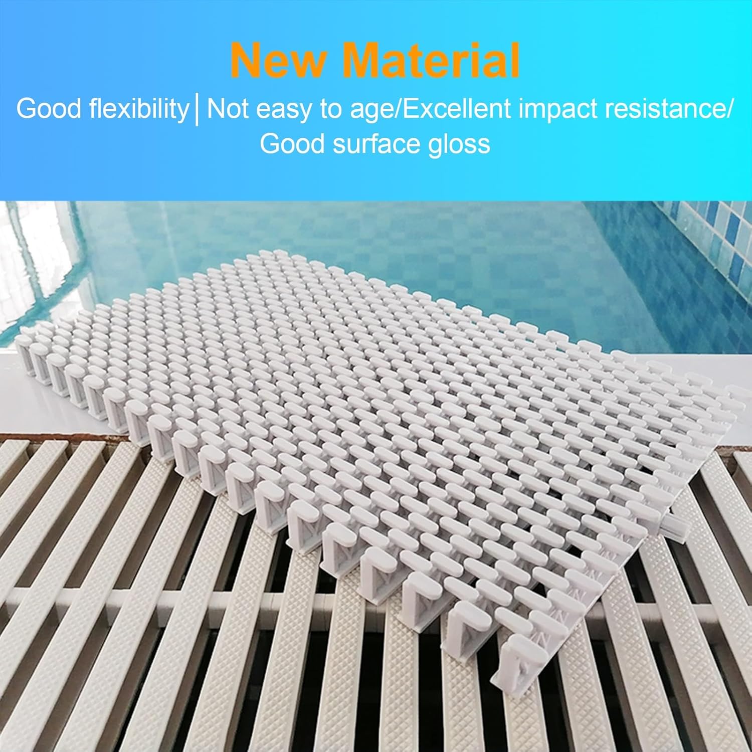 Swimming Pool Drainage Overflow Grate - Durable Rectangle Splicable Drain Cover, UV Resistant PP Channel Filter, Heavy-Duty Sewer Gutter for Efficient Water Management
