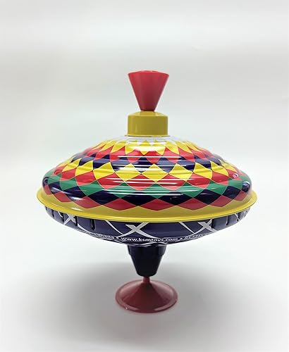 Miniatura 7 de Clásico Multicolor Spinning Tin Top Toy Bolz Funny Zumbido Hum se vuelve más fuerte a medida que la parte superior gira más rápido 8x8x8" Edades