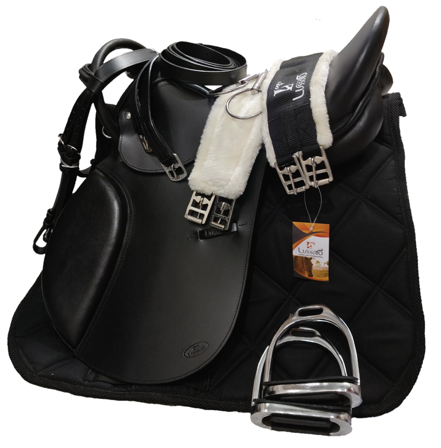 Cuoio Inglese Equitazione Cavallo Starter Kit per Equitazione Regalo Set Inglese Saltare Maniglia Sella, Pony