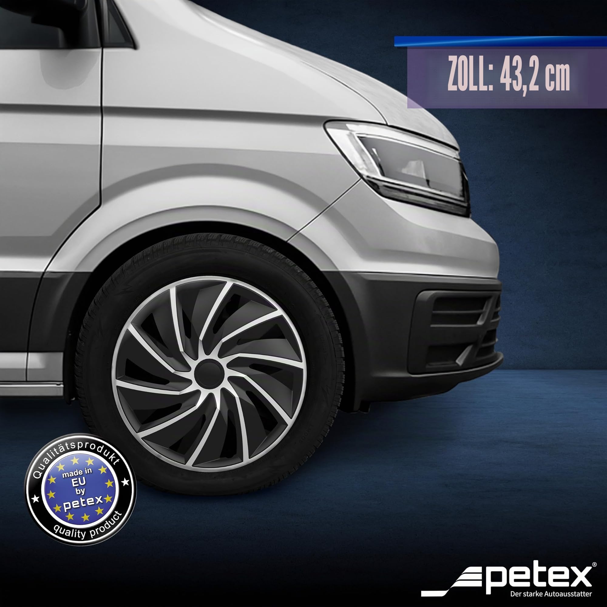 Petex Copricerchi 17" pollici Serie/Kit nero argento Copricerchi Auto RBV55517