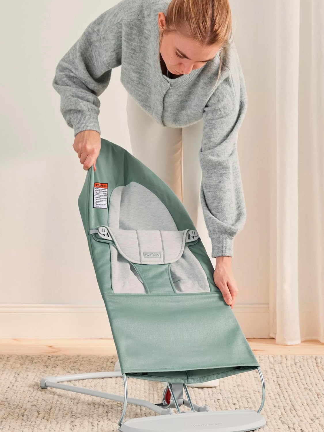 BabyBjorn Bouncer Balance Soft, Woven, Light Sage/Grey