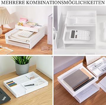 Dadabig A4 Desk Organiser 3-Tier Stackable Document Tray Letter Tray for Office School Office (White)