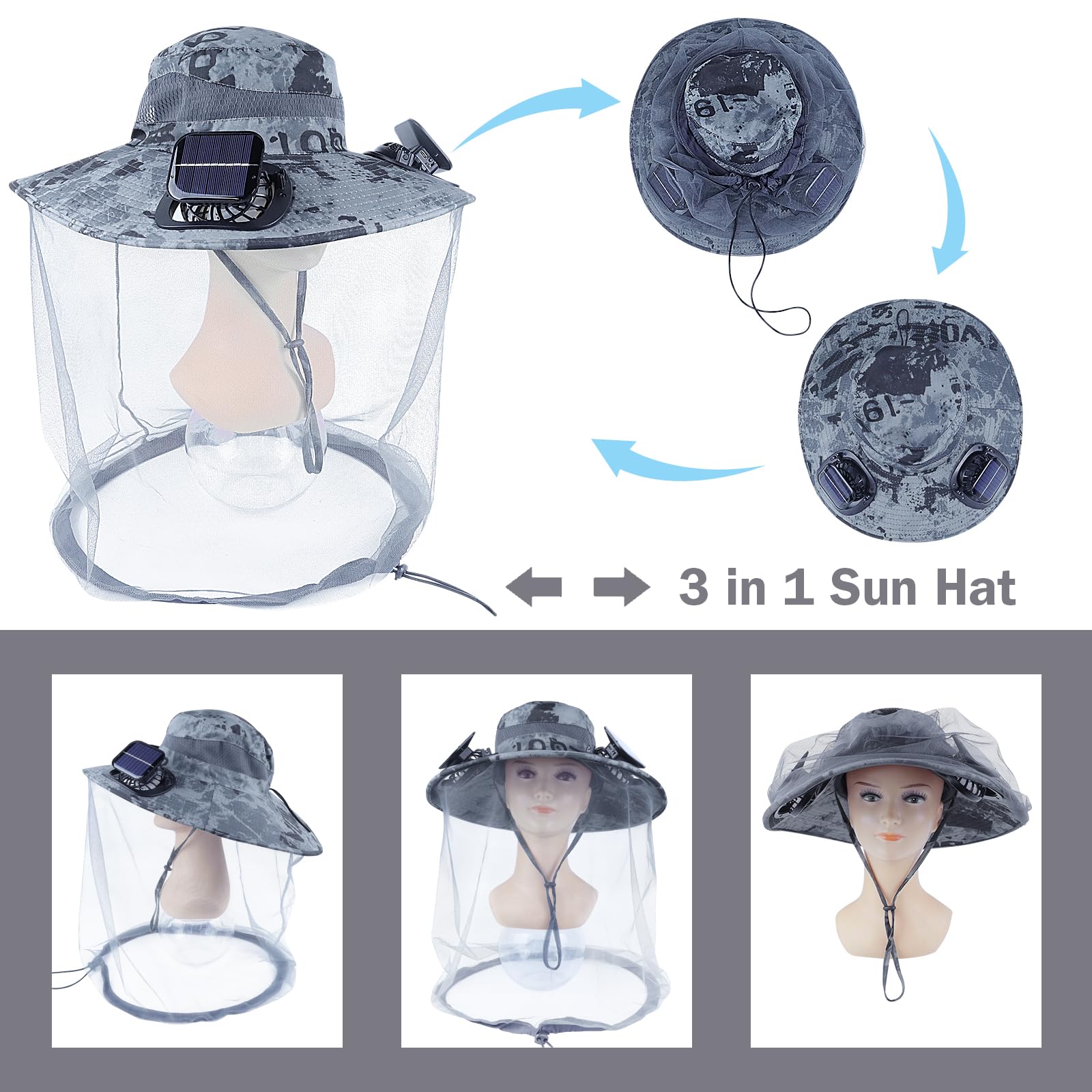 Cappello a rete per zanzara, ad asciugatura rapida, con rete per zanzare, per uomini e donne, per la giungla, protezione contro zanzare, insetti, insetti, api, zanzare, per attività all'aperto, pesca,