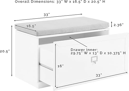 Miniatura 2 de Crosley Furniture Harper Banco de almacenamiento de entrada con cajón organizador de zapatos, gris