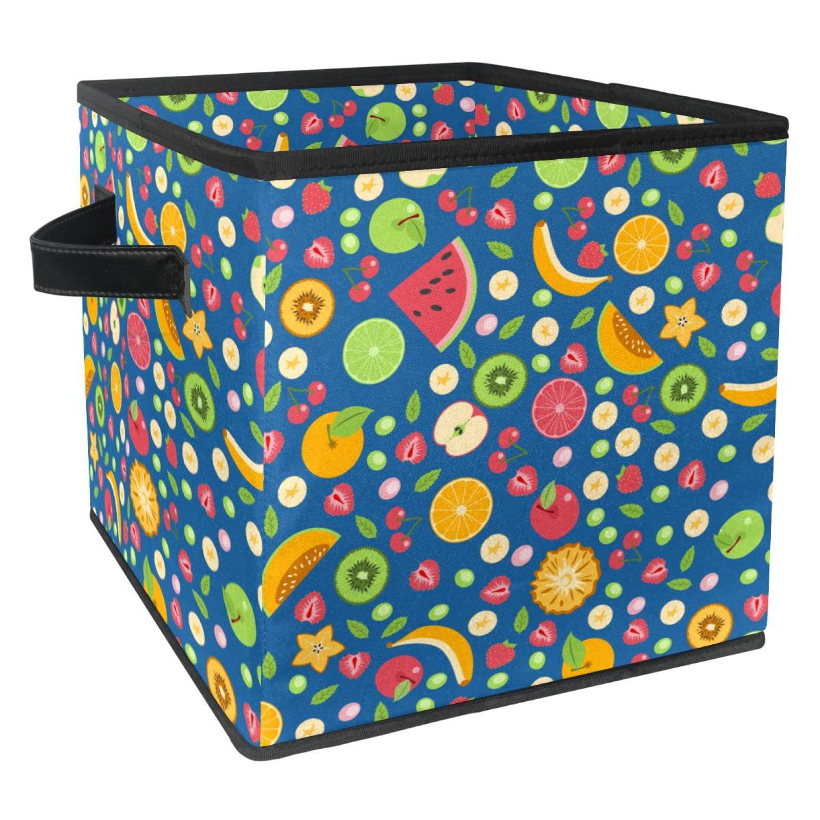 Panier de rangement jouets et vêtements pour chambre enfant motif fruits