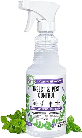 VermExon Peppermint Oil Insect & Pest Control Spray – 16oz Natural Plant-Based Bug Killer for Spiders, Ants, Flies, and Other Insects, Safe for Home & Kitchen Use