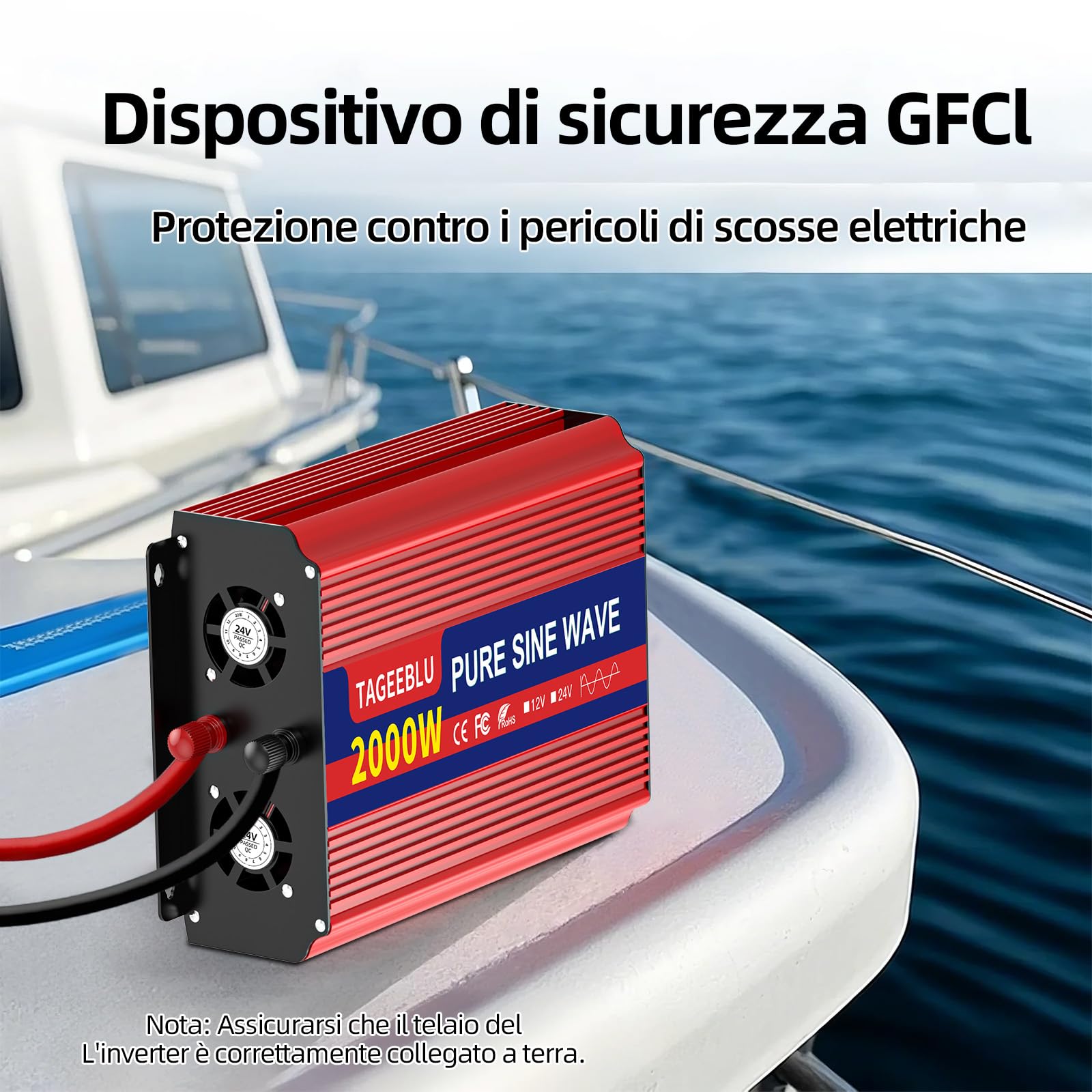2000w Inverter 24v 220v Onda Pura con Display LCD & EU Presa
