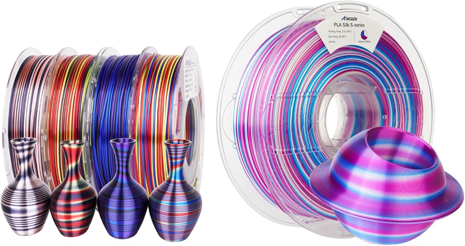 AMOLEN Silk PLA 3D Printer Filament Bundle