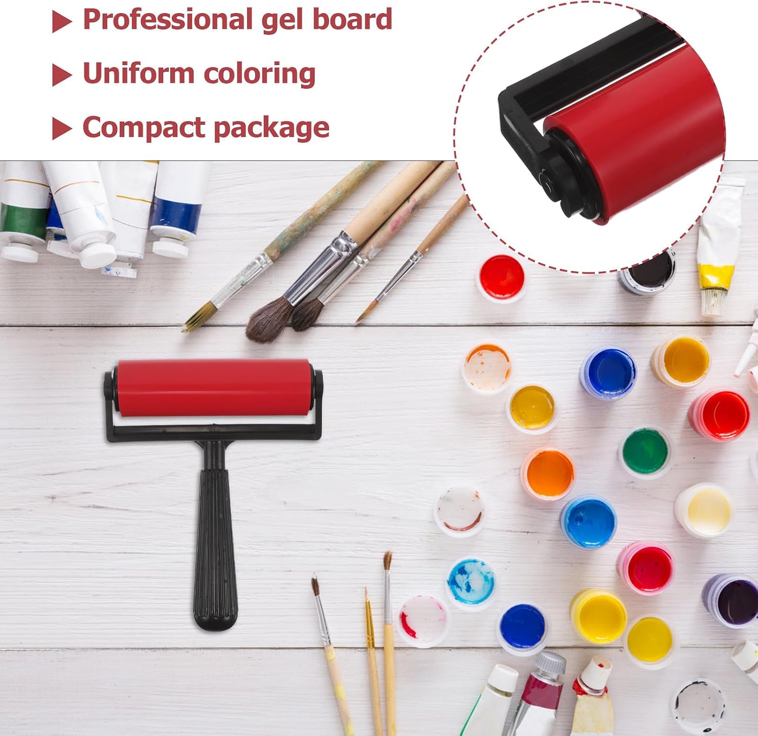 IWOWHERO 1 Set Gel Printing Plate and Roller Set for Beginners - 7x5in Clear Printmaking Gel Press Plate for Monoprinting Journaling Handmade Cards Stamp Art Projects