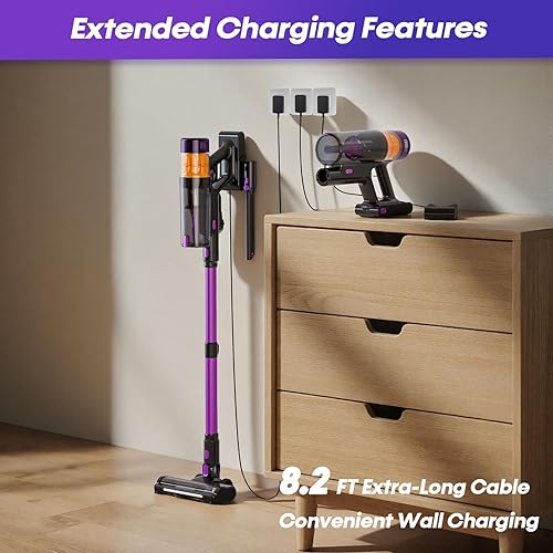 Miniatura 5 de Aspiradora inalámbrica de 650 W 48 KPa, aspiradora de mano portátil inalámbrica para el hogar, suelo, alfombra, pelo de mascotas con pantalla táctil