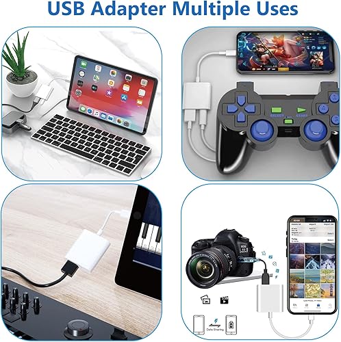 Miniatura 6 de Adaptador de cámara Lightning a USB para iPhone con puerto de carga Lightning USB 3.0 Cable OTG hembra teclado ratón sin soporte USB C, SSD