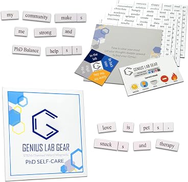 PhD Self-Care Word Magnets Kit Funny Nerdy Poetry Set, Grads - Post-Docs