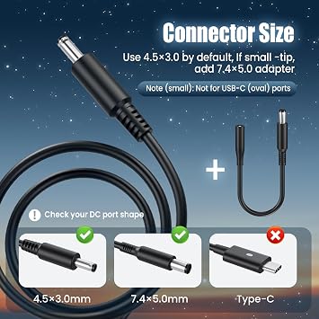 65W 45W Laptop Charger Compatible with Dell inspiron 11 13 14 15 17 3000 5000 7000 Series N5110 N5010 N7010 N4010 14 3421 5421 14R 5437 5421 15 3521 3537 3531 Power Supply Cord