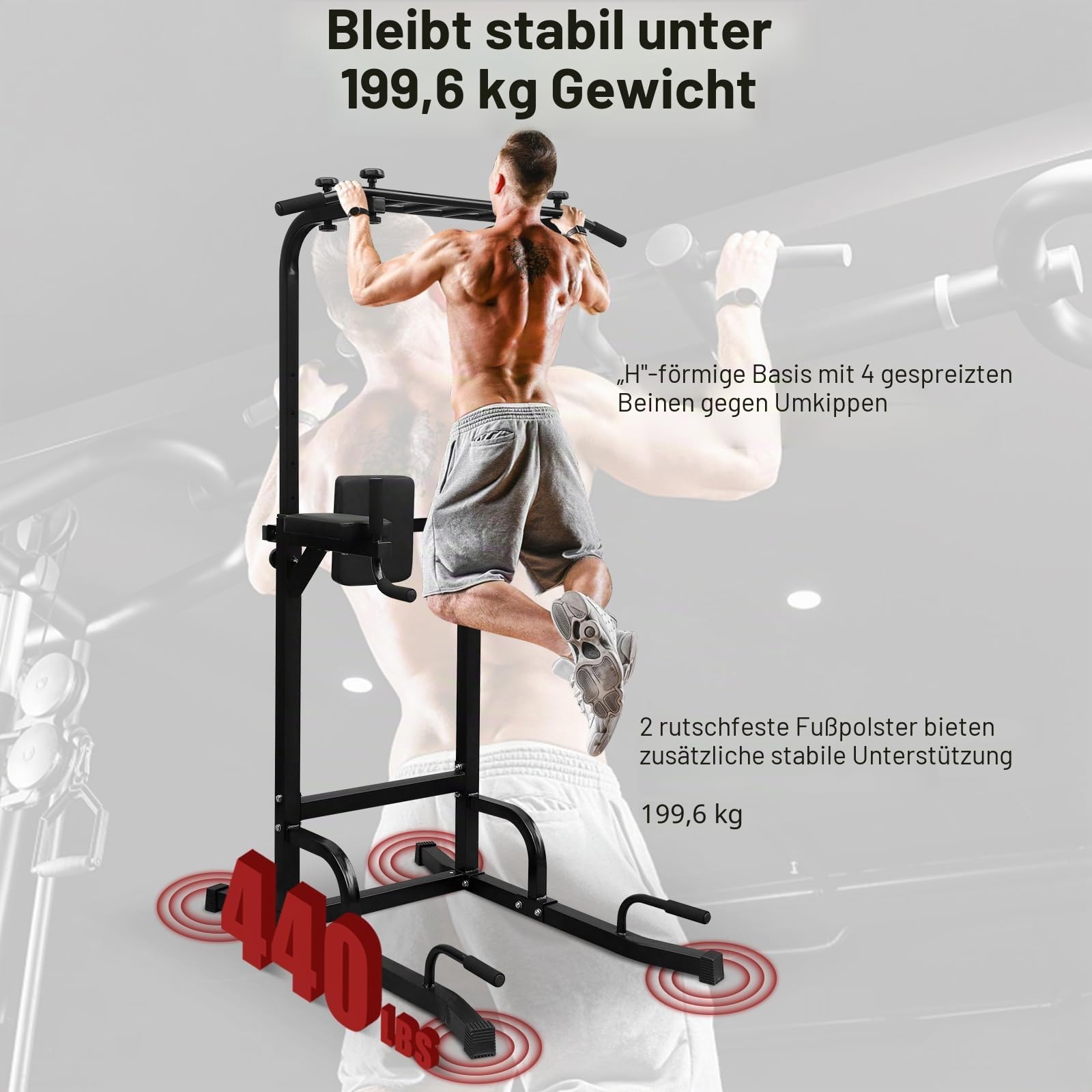 Dip Station Multifunktions-Dip Ständer, Freistehend Fitnessgerät für Calisthenics und Krafttraining, geeignet für Home Gym