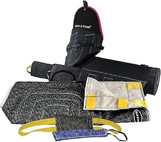 Dean & Tyler 4-Piece Professional Training Bundle Set for Dogs with 1 Tri-Bite Sleeve/1 French Linen Cover/1 Pocket Tug/1 Small Tug