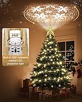 Vista 45 de Decoración para árbol de Navidad iluminada con 6 patrones proyectados, estrella de Navidad con luces giratorias LED integradas, proyector
