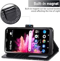 Vista 2 de Asuwish Funda de teléfono para Alcatel TCL 30Z (T602DL)/ TCL 30 LE con protector de pantalla de vidrio templado y cubierta de cartera con purpurina