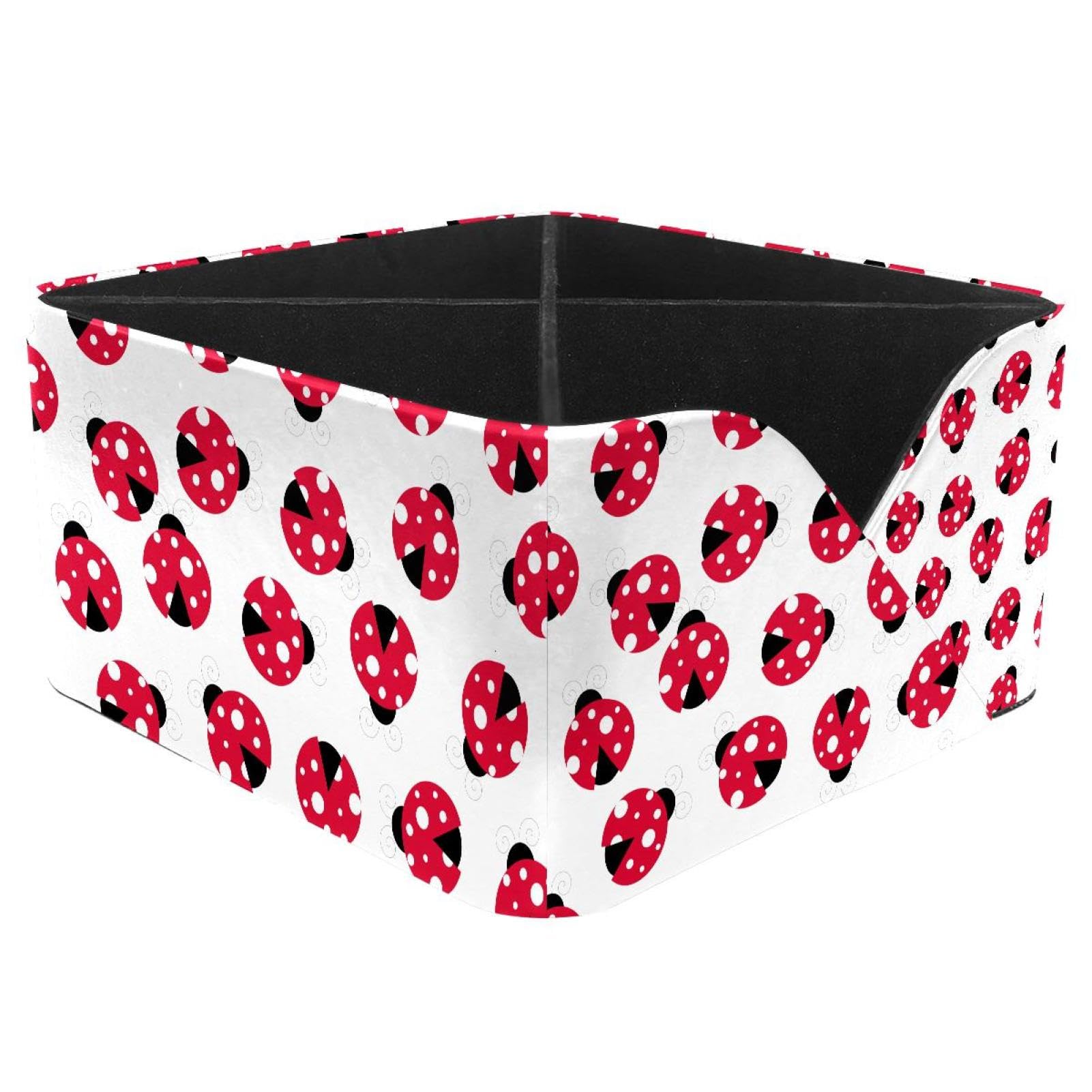 KengjuTesu Ladybug Patterns Desktop Organizer Pen Holder, Rectangular Pencil Cup for Office, Study and Makeup Stations