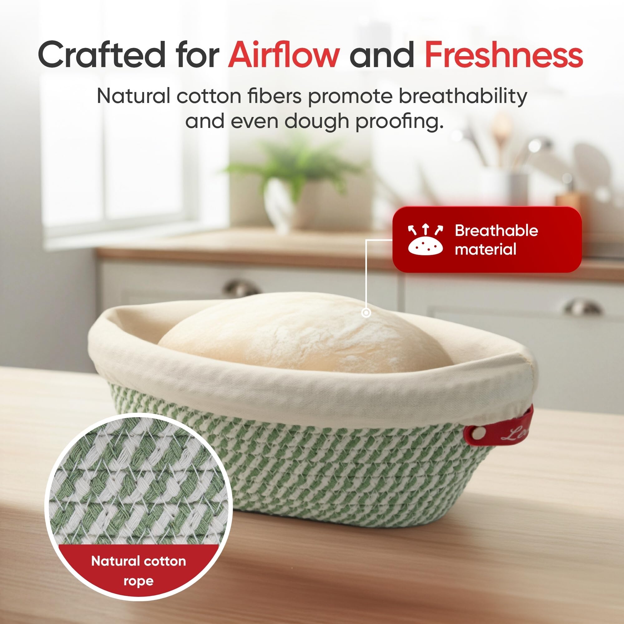Banneton pour Pain 2er Set – Panier à Pain Ovale & Rond en Corde de Coton avec Housses Lavables | Panier Pain & Banneton Boulangerie pour Levain, Kit Pain Maison & Artisan Baguettes