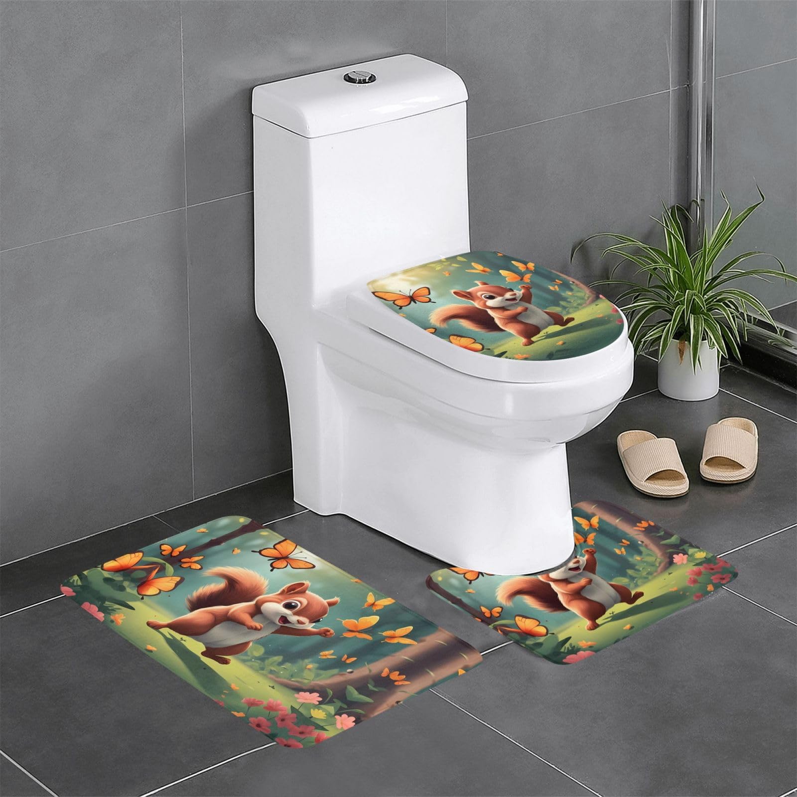 Tapis de salle de bain à motif écureuil pour créer une ambiance nature et cosy en famille