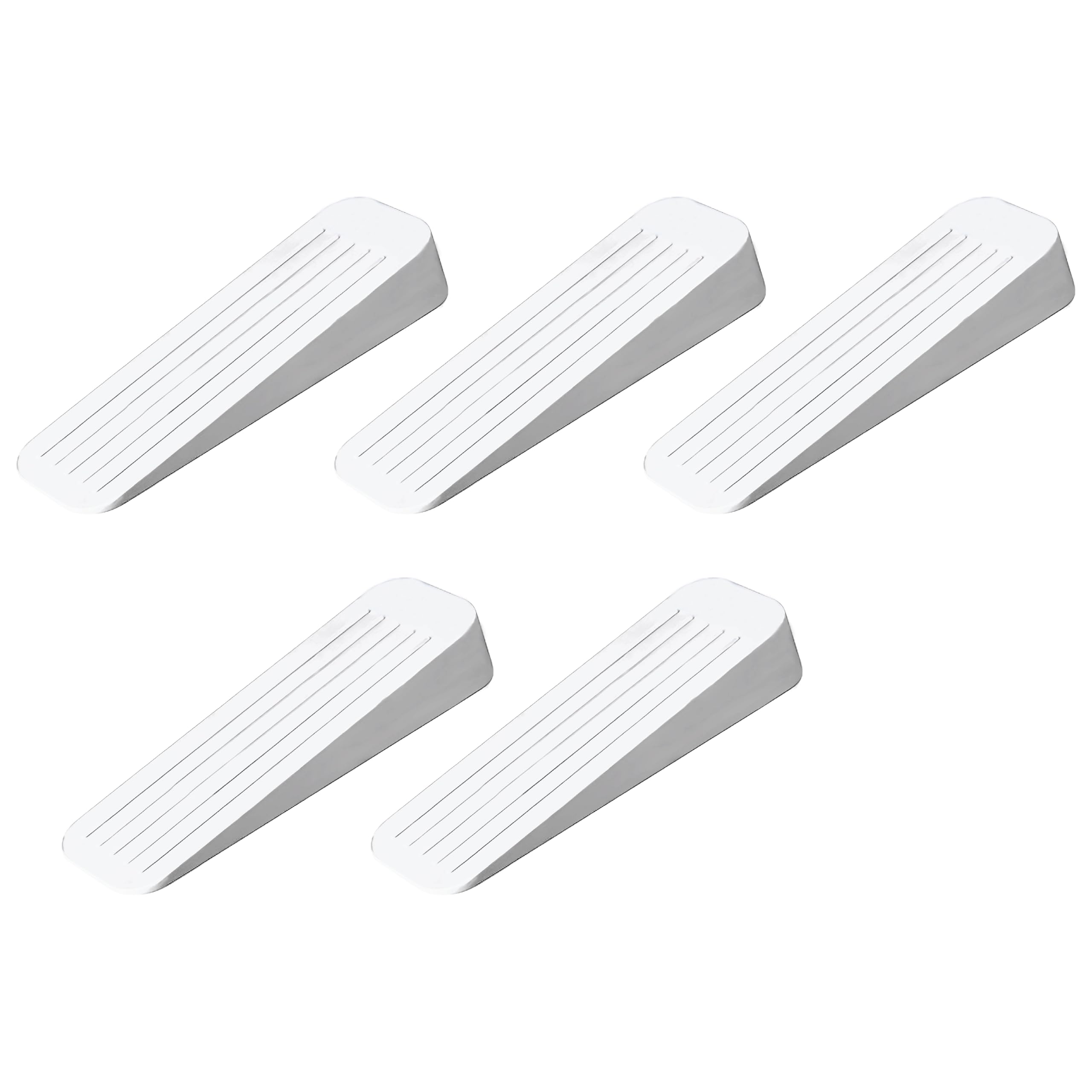 SUL Rubber Door Stopper Heavy Duty Door Wedge Door Stopper, Non Slip Door Stop Jammer Ideal for Homes, Offices Carpet, Wood, Cement and Laminate Floor 12cm x 3.6cm x 2cm (White) (5)
