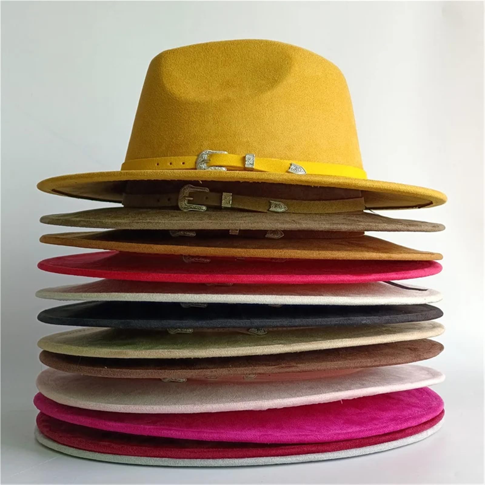 Zamszowa aksamitna twarz kapelusz fedora mężczyźni jazz panama unisex zielone szerokie rondo sombrero 52-58 cm regulowany