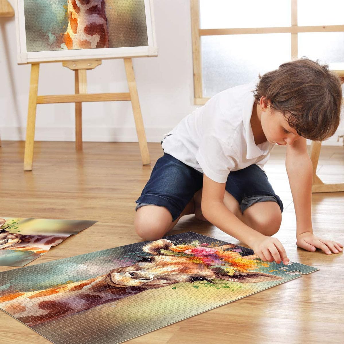 Puzzle pour Adultes 2000 pièces Girafe Bébé Puzzle pour Jeu éducatif Défi Jouet Cadeau Amusant 27,56 po x 39,37 po pour Adolescent Âge 14 Ans et Plus