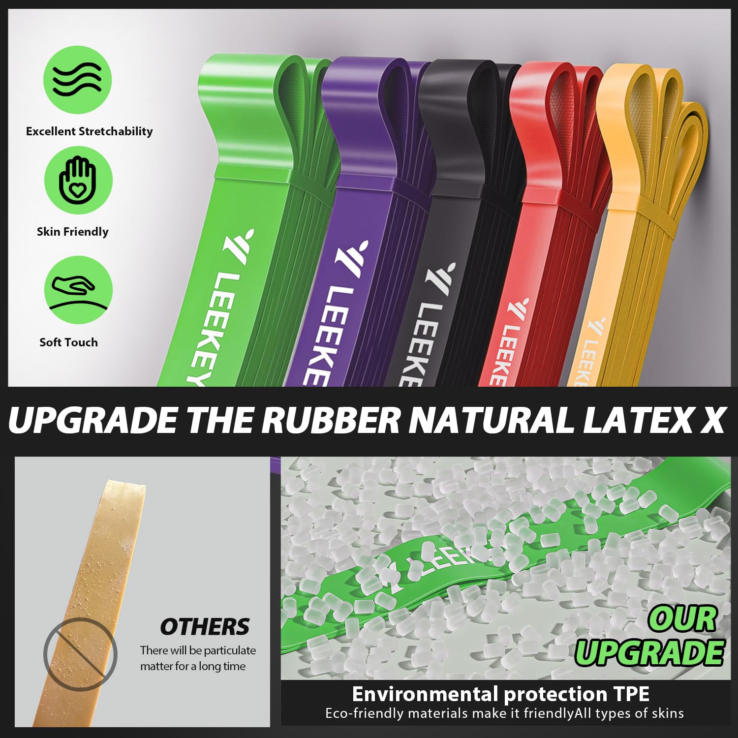 LEEKEY Bandas de resistencia, bandas de ejercicio, bandas de asistencia para dominadas, juego de bandas de entrenamiento, bandas para entrenamiento, banda para hombres y mujeres, entrenamiento de