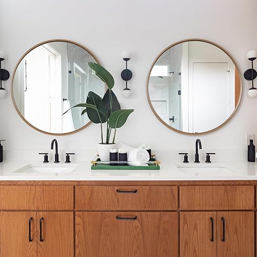 Miniatura 117 de WallBeyond Espejo redondo de madera de 24 pulgadas, espejo de pared circular para baño, espejo de pared redondo para decoración de pared, tocador