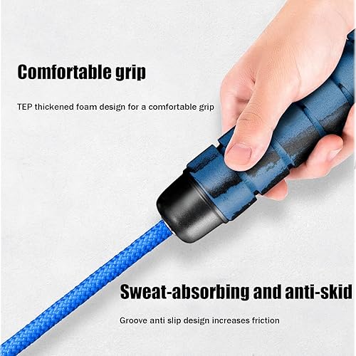 Miniatura 4 de Cuerda de saltar de 23 pies de largo para niños y adultos, cuerda de saltar holandesa doble, cuerdas de saltar ajustables con núcleo de cuerda
