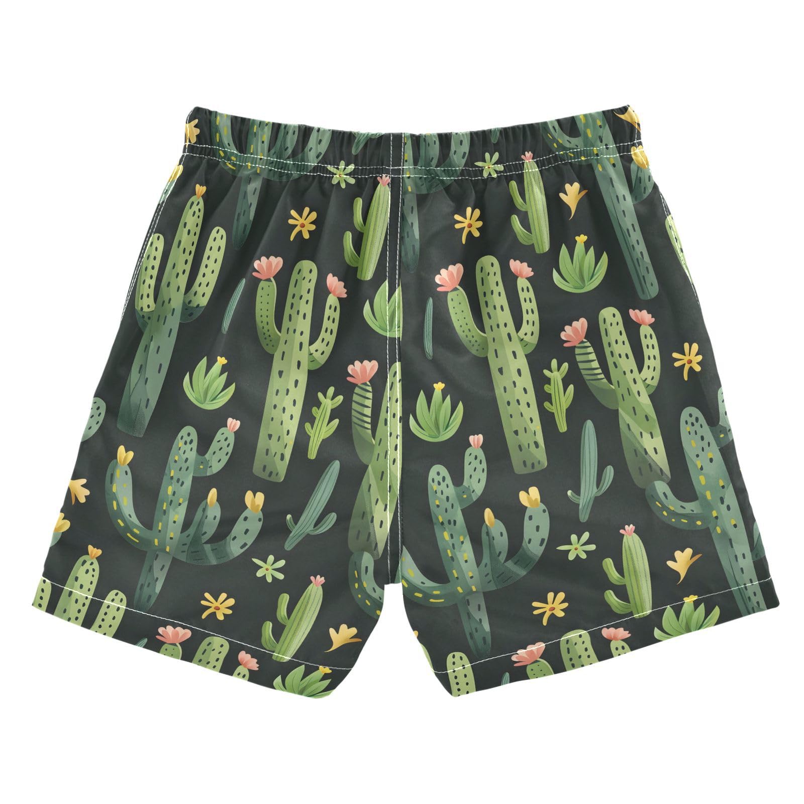 ALAZA Green Cactus Black Watercolor Boys Quick Dry Beach Board Shorts Kids Swim Trunks Bathing Suit Swimsuit 2T