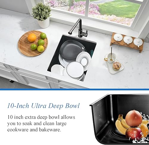 Miniatura 7 de Fregadero de cocina de 30 pulgadas de acero inoxidable negro de 30 x 19 pulgadas, fregadero de cocina de acero inoxidable negro de calibre 16 con