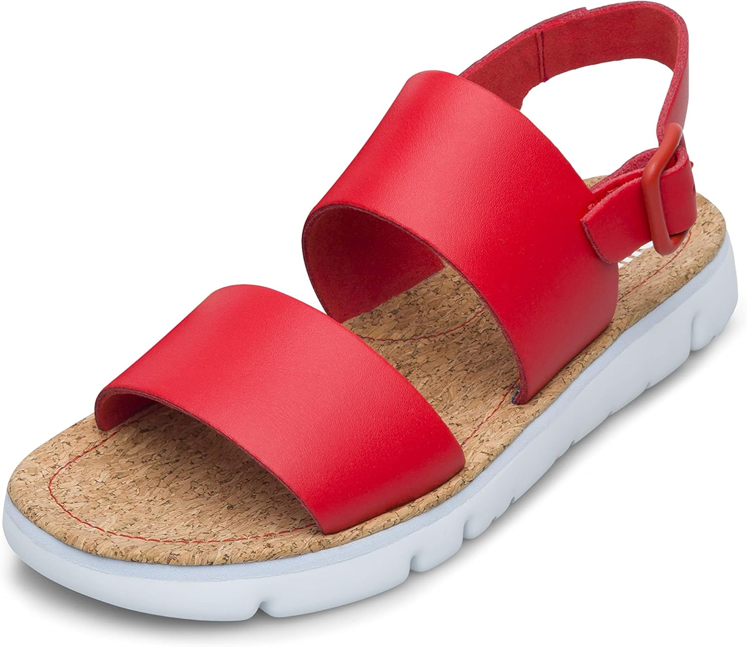 Camper Women's Flat Sandal, Bright Red, 7.5