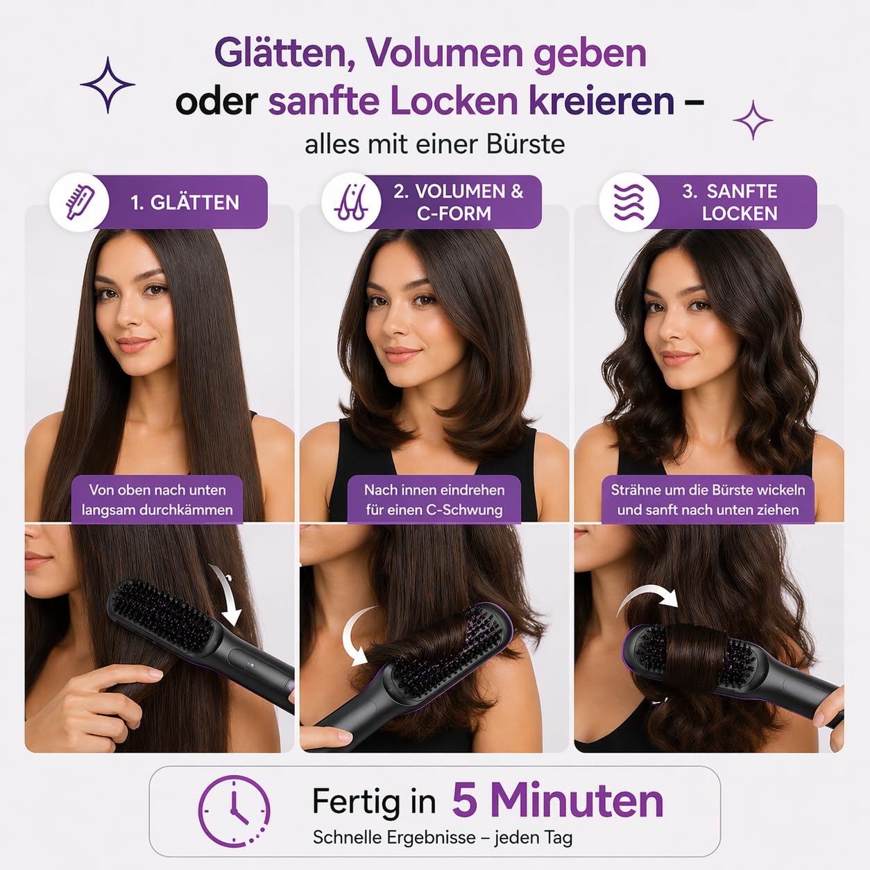 Ciriel - Airbrush Pro Drahtlose Stylingbürste,Zegla Control Pro Stylingbürste,Kabellose Volumenbürste für Kurzes & Feines Haar,Lang Anhaltendes Volumen, Tragbares Design (Schwarz)