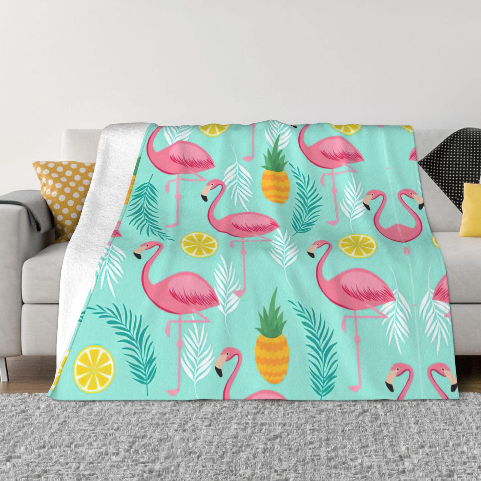 Plaid flamant rose flanelle haut de gamme douceur premium