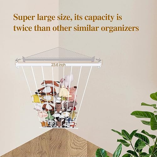 Miniatura 7 de Almacenamiento de animales de peluche colgantes, organizador de almacenamiento de juguetes suaves en la esquina, organizador de animales de gran