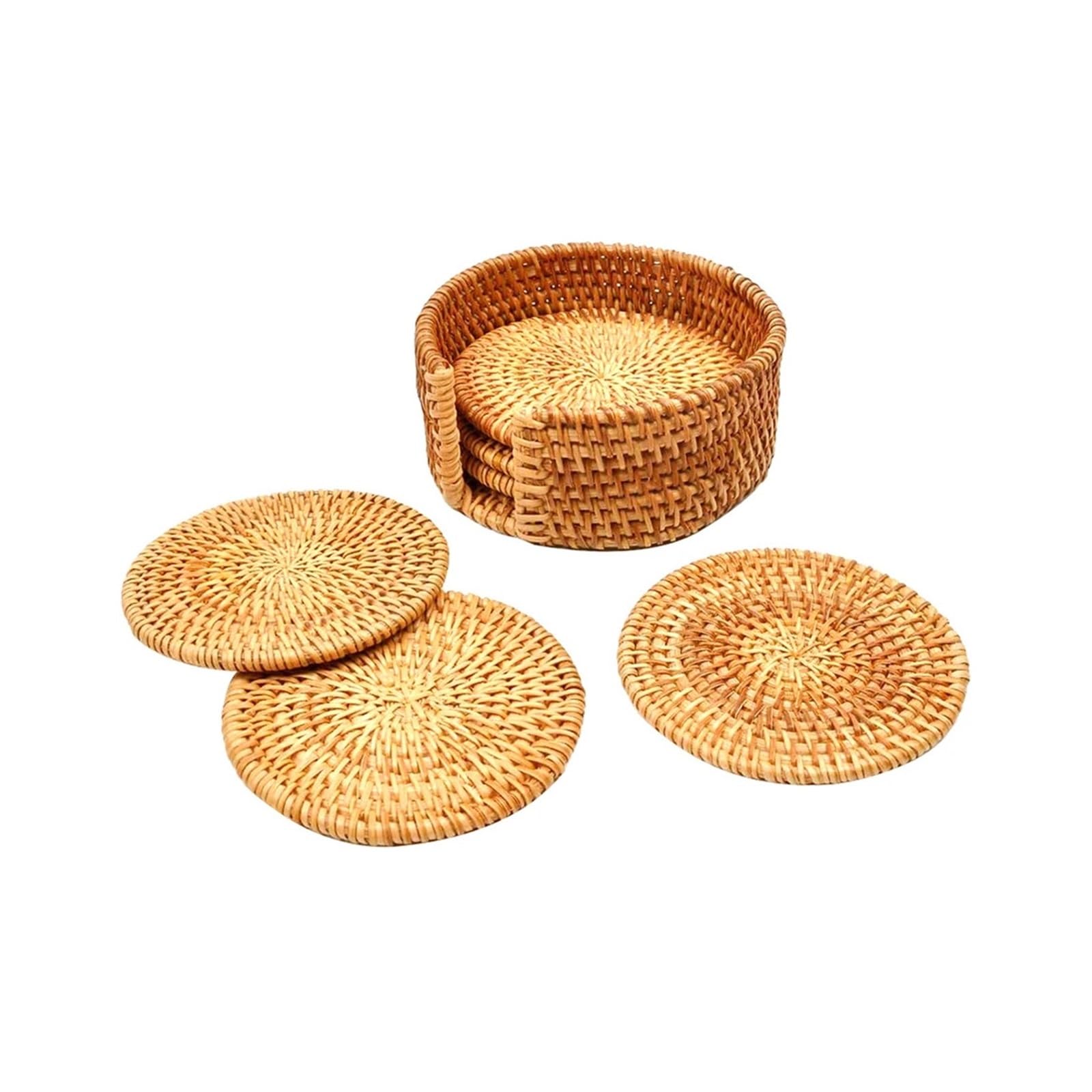 tkane rattanowe podkładki, Zestaw rattanowych podkładek z koszami w 6 różnych rozmiarach(8cm)