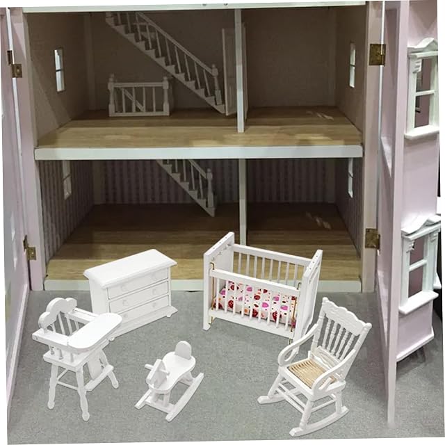 Foto 4 de 5 de Ngbbby Muebles de casa de muñecas Escala 1 12, Juego de Muebles de casa de muñecas de Madera de 5 Piezas